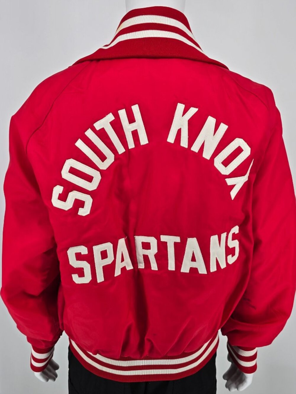 Vintage 1970s Gus Doerner Sports South Knox Spartans Satin Bomber Jacket (XL)